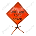 Roll Up Sign & Stand - One Lane Road Ahead Work Zone Reflective Roll Up Traffic Sign